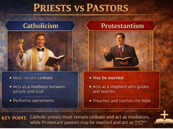 Priests vs pastors comparison infographic