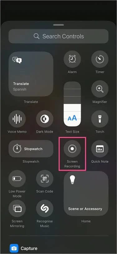 Screen Record on iPhone 17 Pro Max